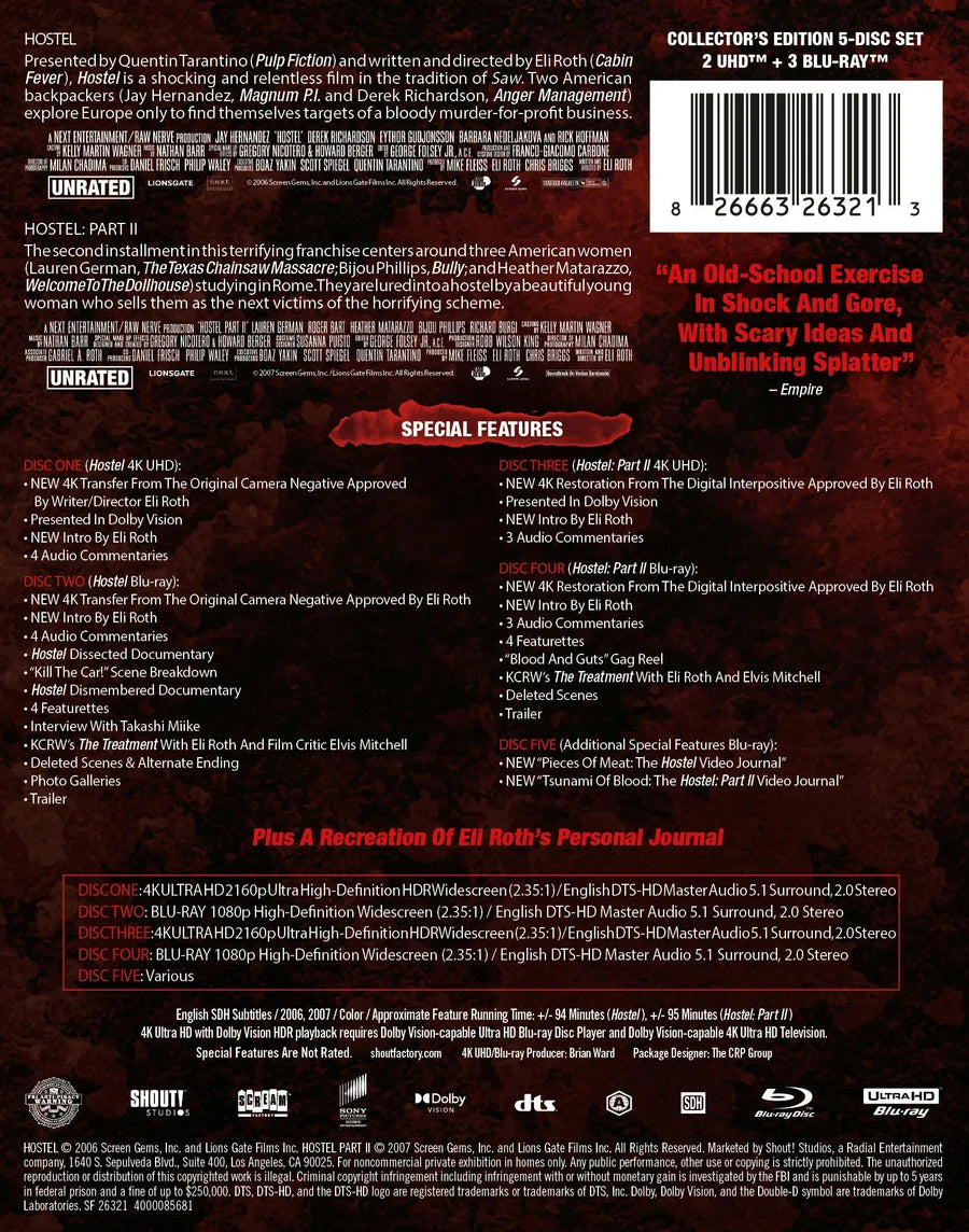 Hostel: Parts I And II (20th Anniversary Edition) [Steelbook] [4K UHD] [US]