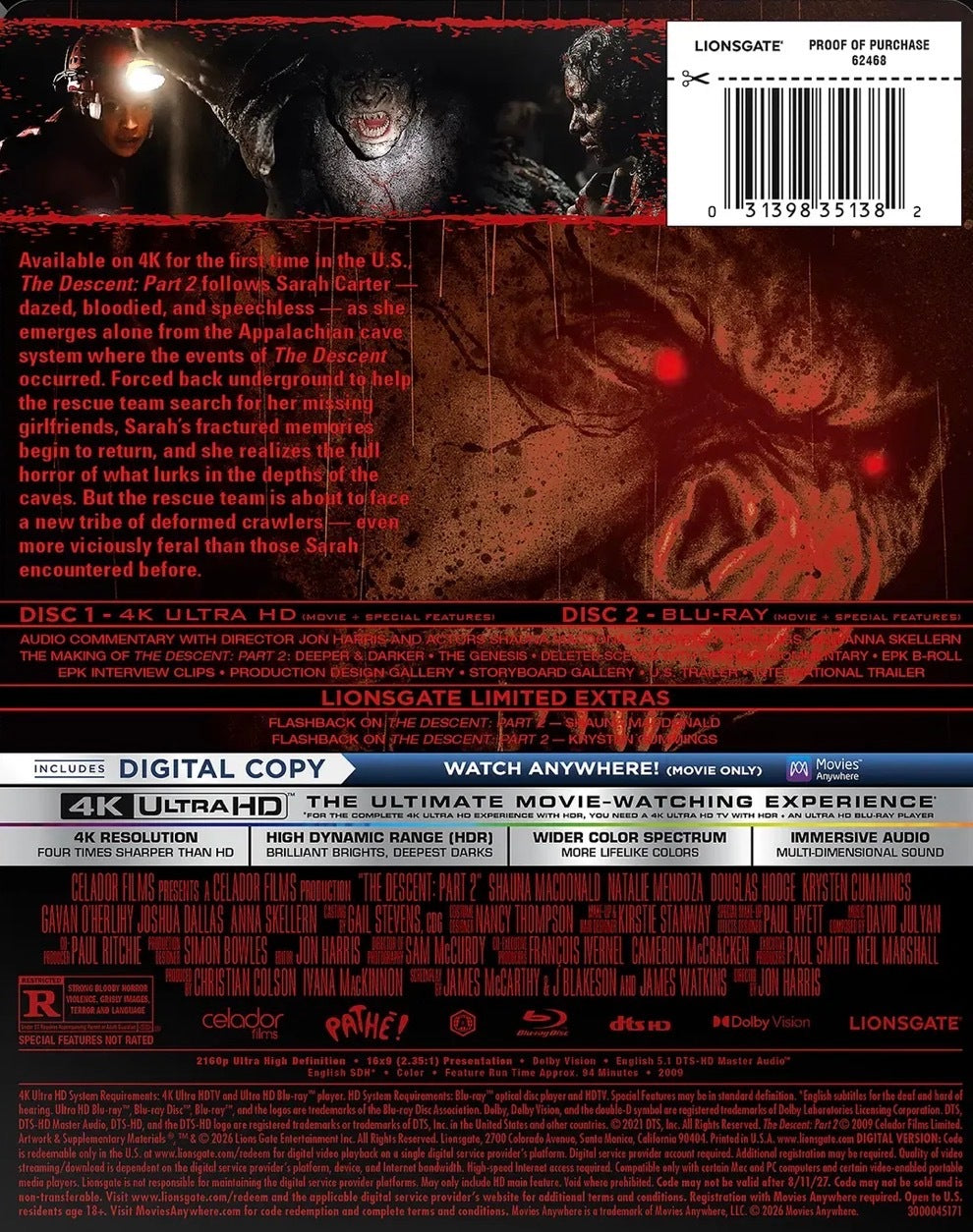 The Descent: Part 2 (Lionsgate Limited Exclusive) [Steelbook] [4K UHD] [US]