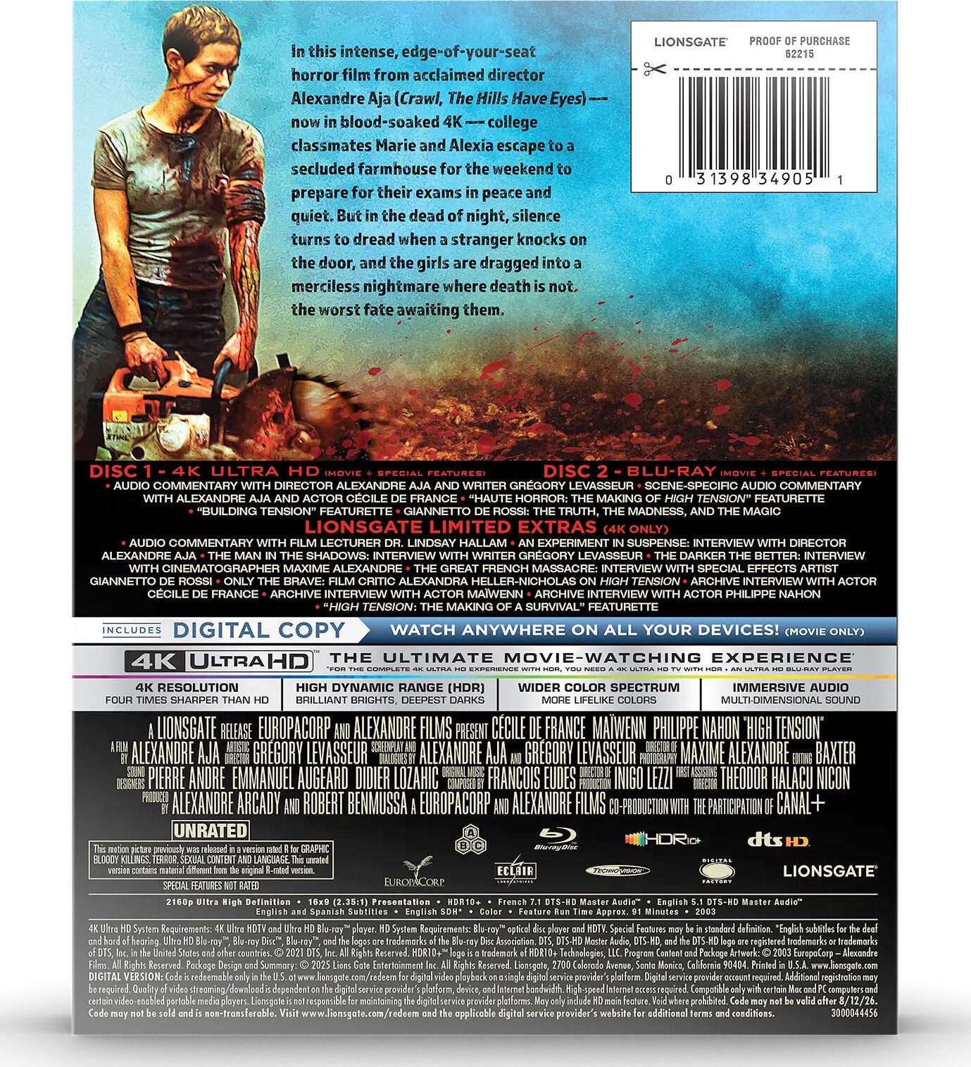 High Tension (Lionsgate Limited Exclusive) [Lenticular Steelbook] [4K UHD] [US]