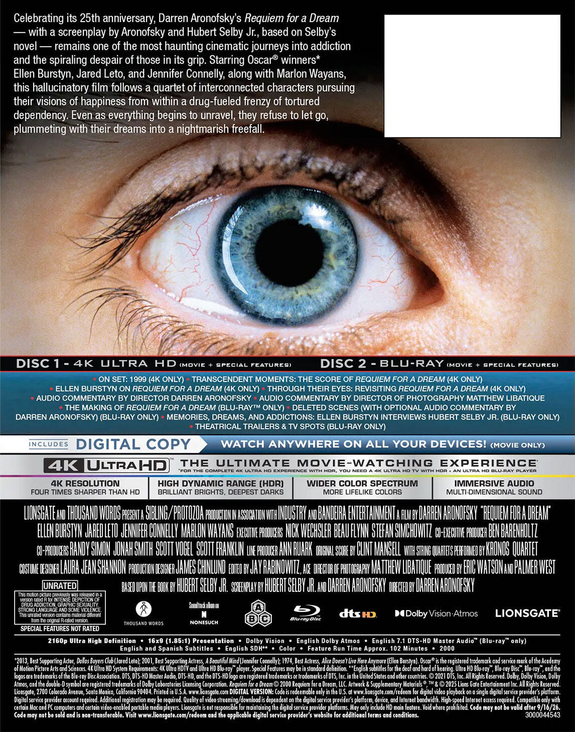 Requiem For A Dream (Lionsgate Limited Exclusive) [Lenticular Gift Box] [4K UHD] [US]