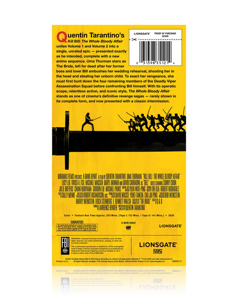 Kill Bill: The Whole Bloody Affair VHS (Be Kind, Rewind Edition) (Lionsgate Limited Exclusive) [VHS] [US]