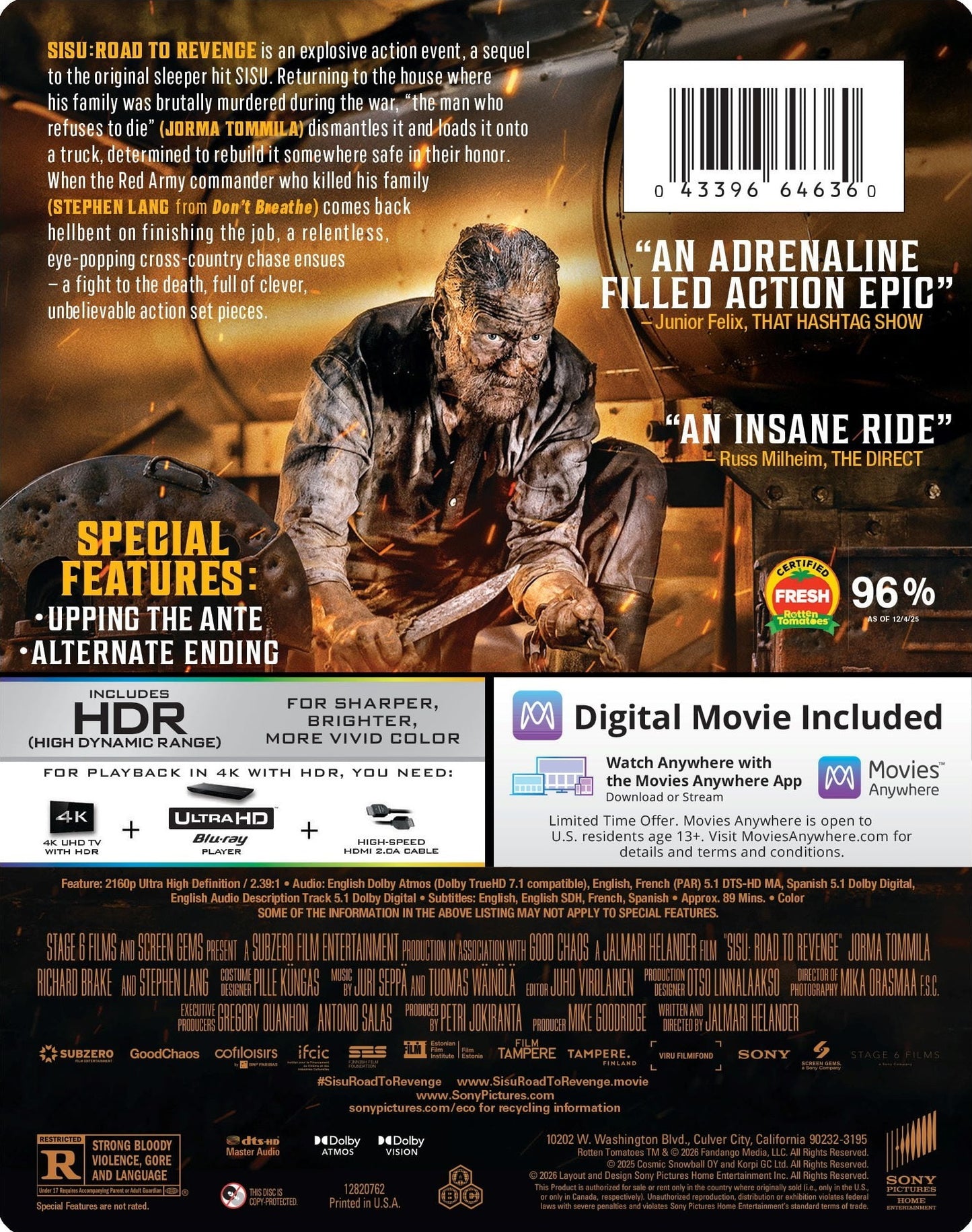 Sisu 2 - Road To Revenge (Limited Edition) [Steelbook] [4K UHD] [UK]