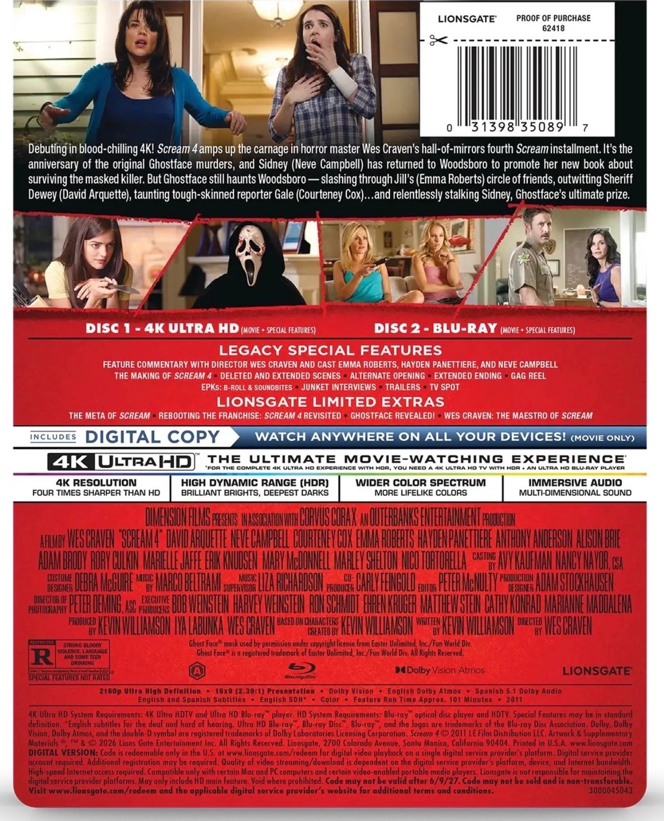 Scream 4 (Lionsgate Limited Exclusive) [Steelbook] [4K UHD] [US]